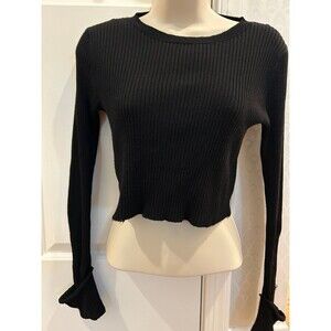 Cropped Black Sweater - M